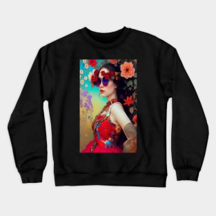 Cool Vintage Art Girl - Fashion -  Retro 60s Hippie Crewneck Sweatshirt